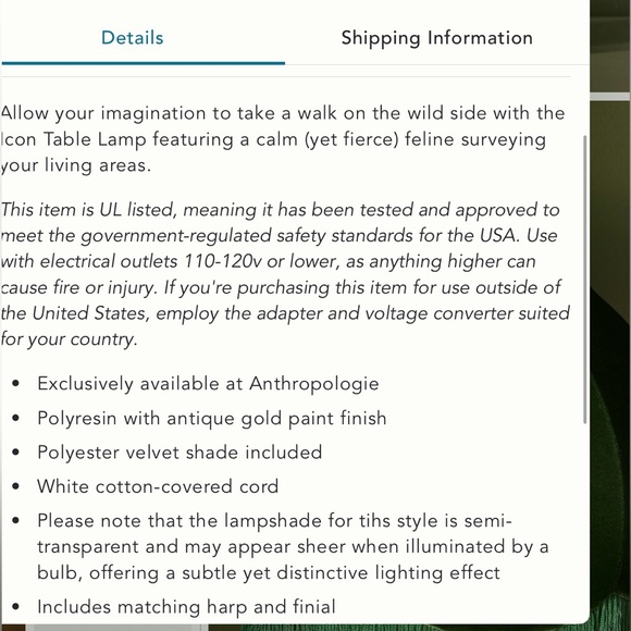 Anthropologie Icon Lamp ~Leopard Edition NWT ( MSRP $298) - Picture 7 of 14